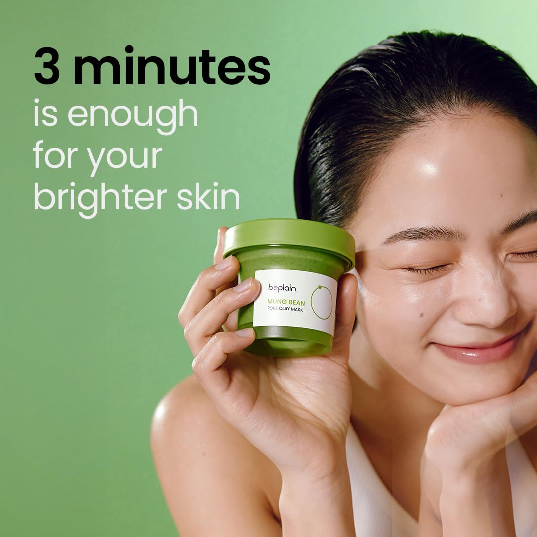 beplain Mung Bean Pore Clay Mask, Blackhead Facial Exfoliator, 4.05 fl oz